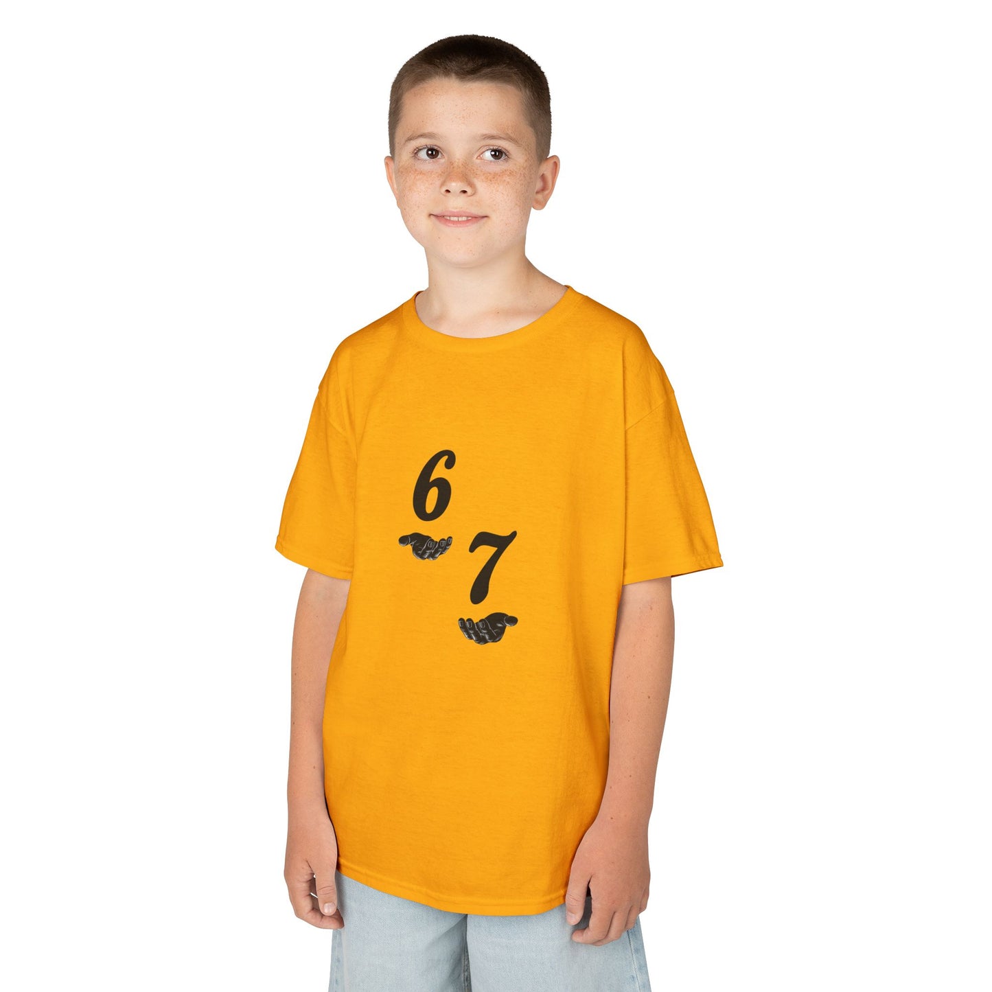 Kids Tee “6 7” Minimalist Graphic — Six Seven Backprint