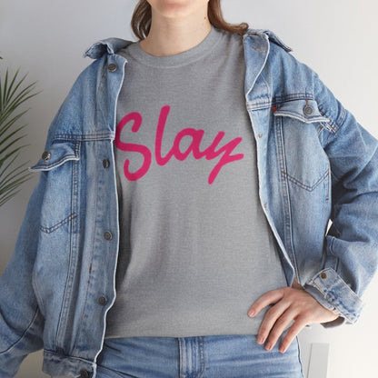Slay Script T‑Shirt — Pink Script Graphic Tee for Trendy Women & Girls - Sole & Drip