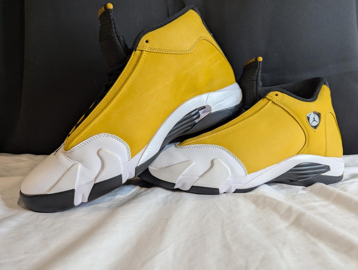 Jordan 14 Retro "Light Ginger" Size 13 Used VGC w/ Box 487471 - 701 Yellow/White - Sole & Drip