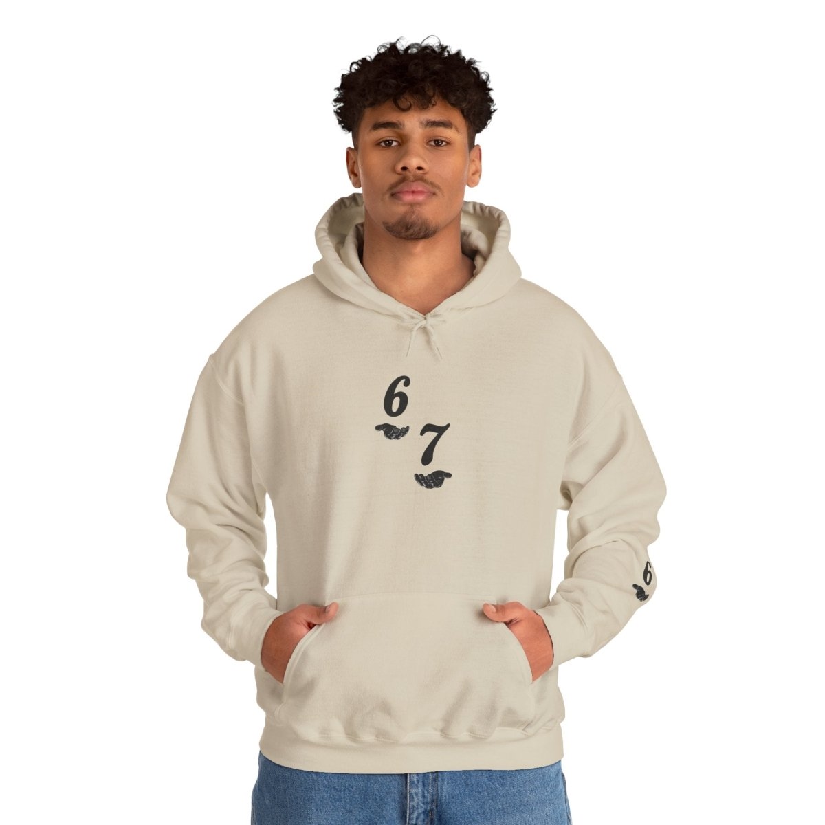 Hooded Sweatshirt - 6 7 w/hands on Front , Six Seven on back and 6 7 w hands on Left side - Sole & Drip