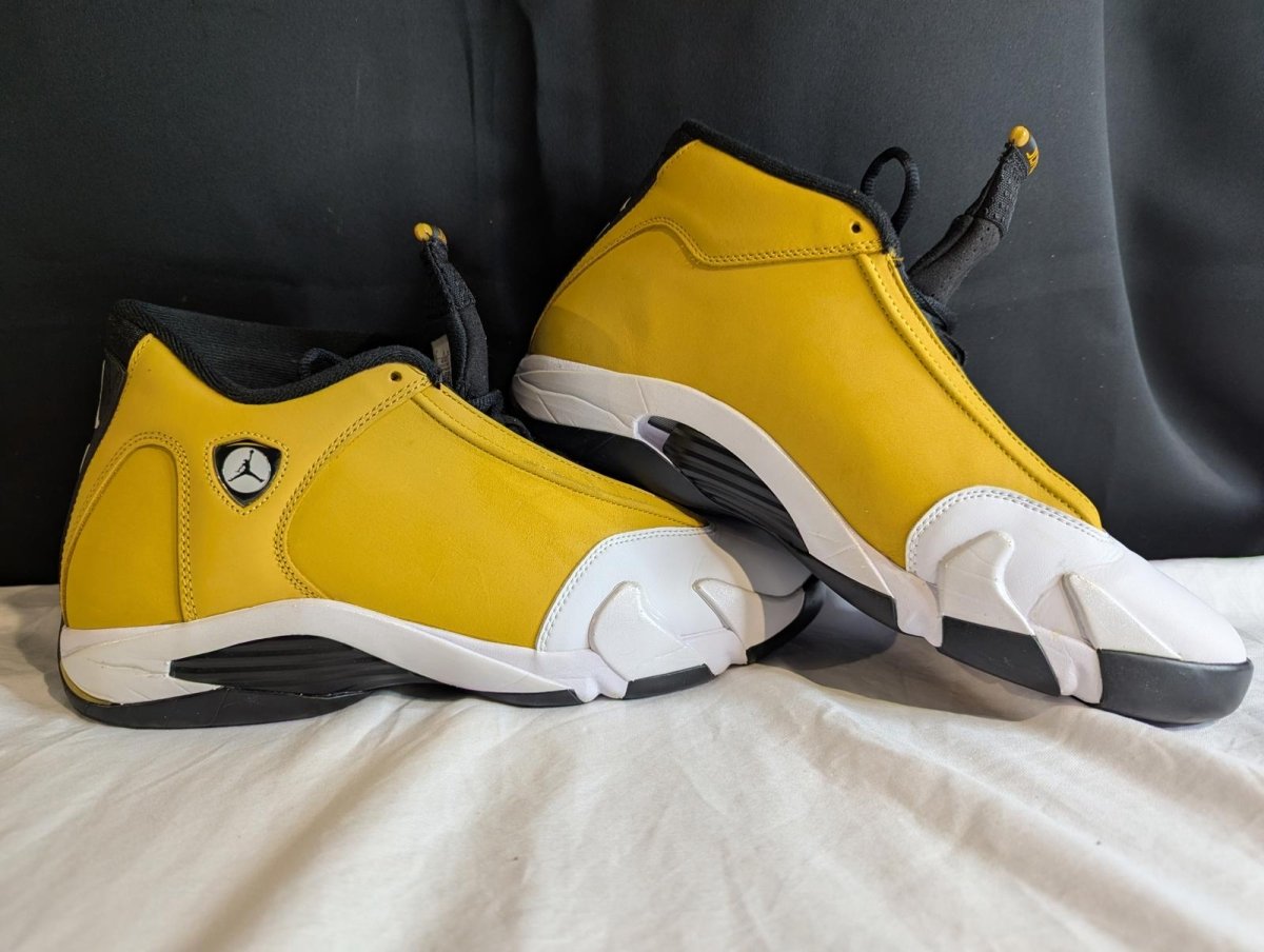 Jordan 14 Retro "Light Ginger" Size 13 Used VGC w/ Box 487471 - 701 Yellow/White - Sole & Drip