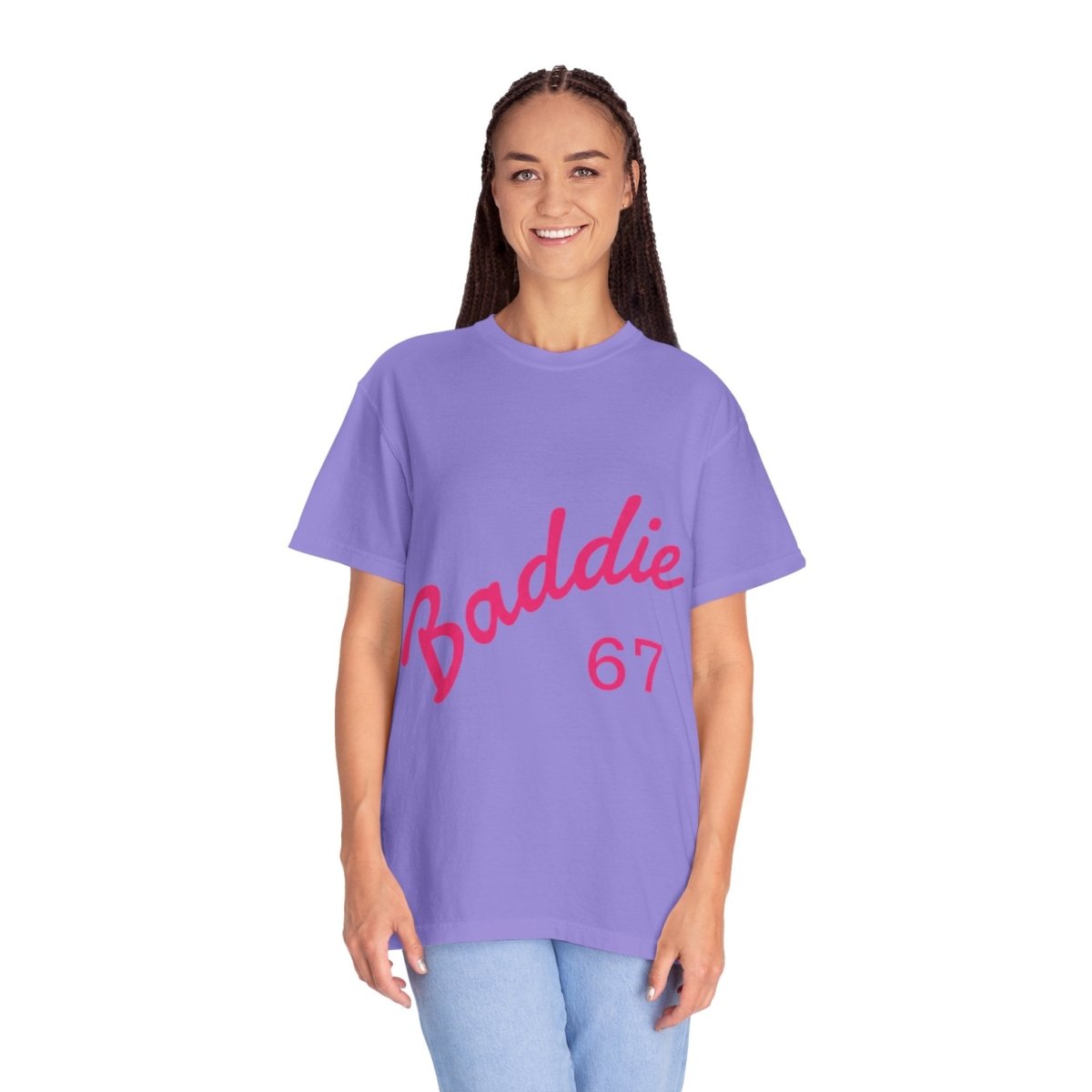 Baddie 67 T-Shirt — Pink Script "Baddie" Front & "Slay" Back - Sole & Drip