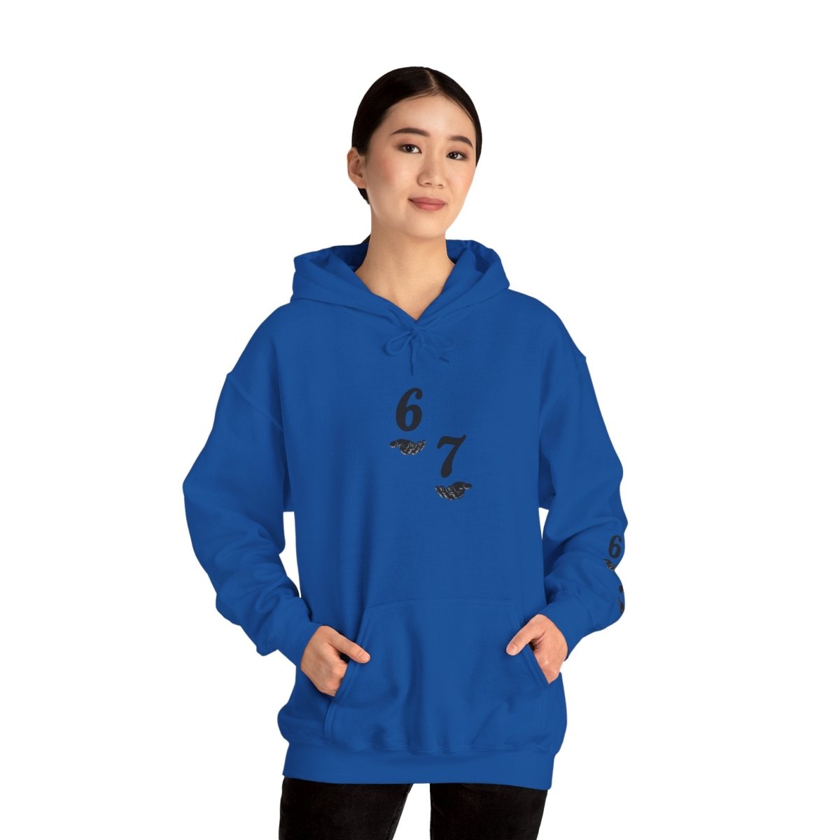 Hooded Sweatshirt - 6 7 w/hands on Front , Six Seven on back and 6 7 w hands on Left side - Sole & Drip