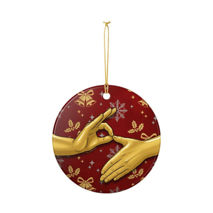 Ceramic Ornament — 6 7 Golden Hand Six Seven Holiday Decoration - Sole and Drip