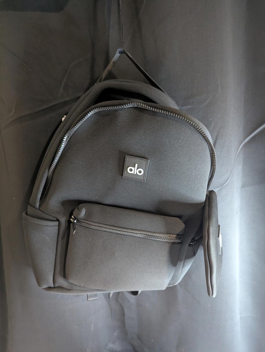 NEW NWT Alo Yoga Utility Backpack Black Neoprene W/ Matching Zip Pouch Wallet - Sole & Drip