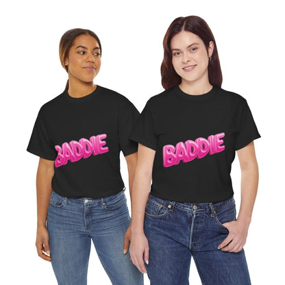 Baddie Pink Bubble Text Tee - Trendy Graphic T-Shirt - Sole & Drip