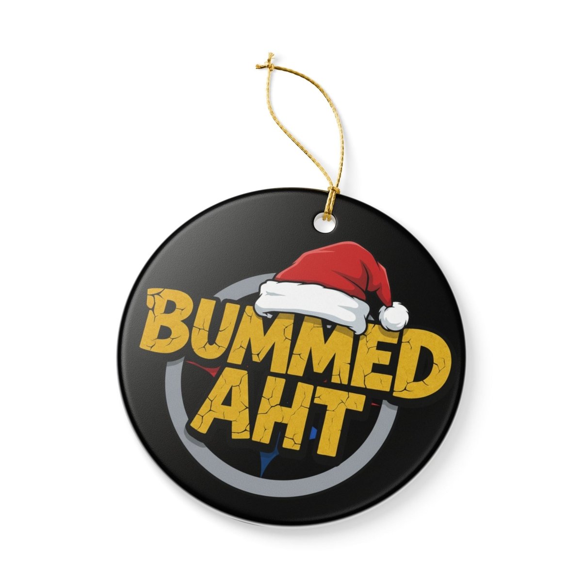 Bummed Aht Ceramic Ornament — Funny Holiday Santa Hat Christmas Decoration - Sole & Drip