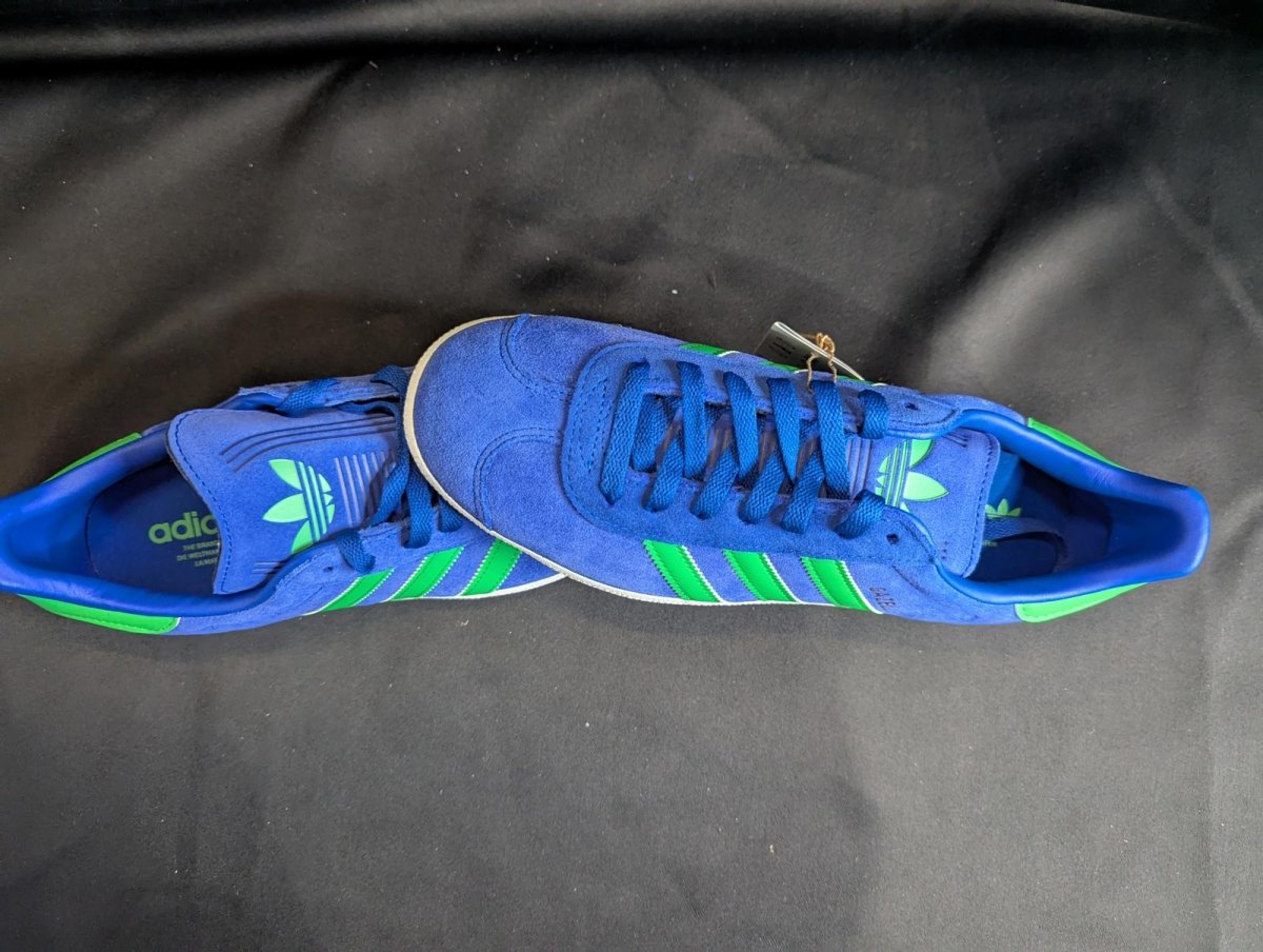 NEW Adidas Gazelle "Royal Blue/Lucid Green" Suede Size 7.5 Retro Sneaker JH5389 - Sole & Drip