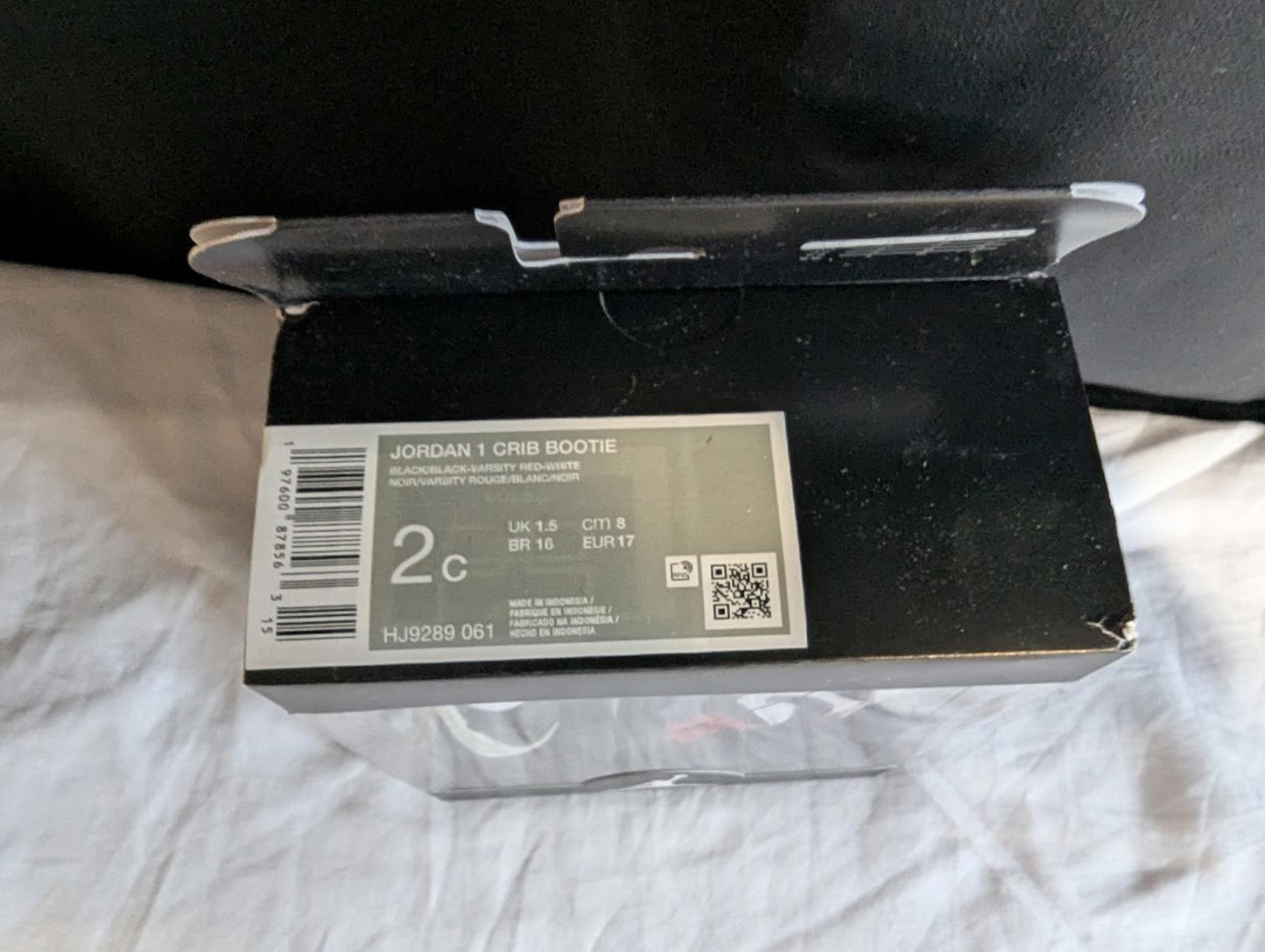 NEW Air Jordan 1 Crib Bootie Infant Shoes 2C Black Toe Reimagined HJ9289-061