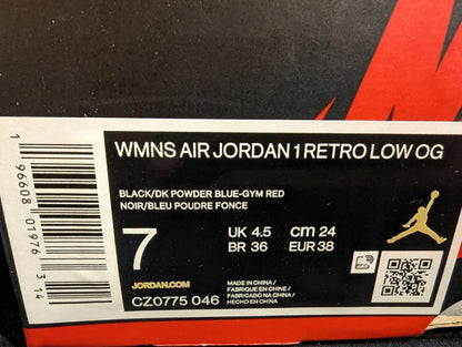 Jordan 1 Retro Low OG "UNC to Chicago" Wmns 7 Used Great CZ0775 - 046 Black/Red - Sole & Drip
