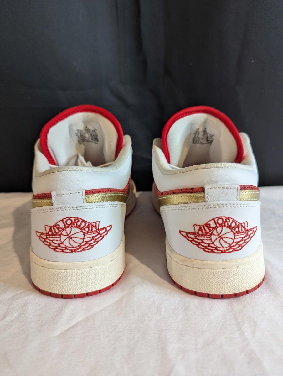 Jordan 1 Low SE "Spades" White Red Gold Size 13 Used VGC DJ5185 - 100 No Box - Sole & Drip