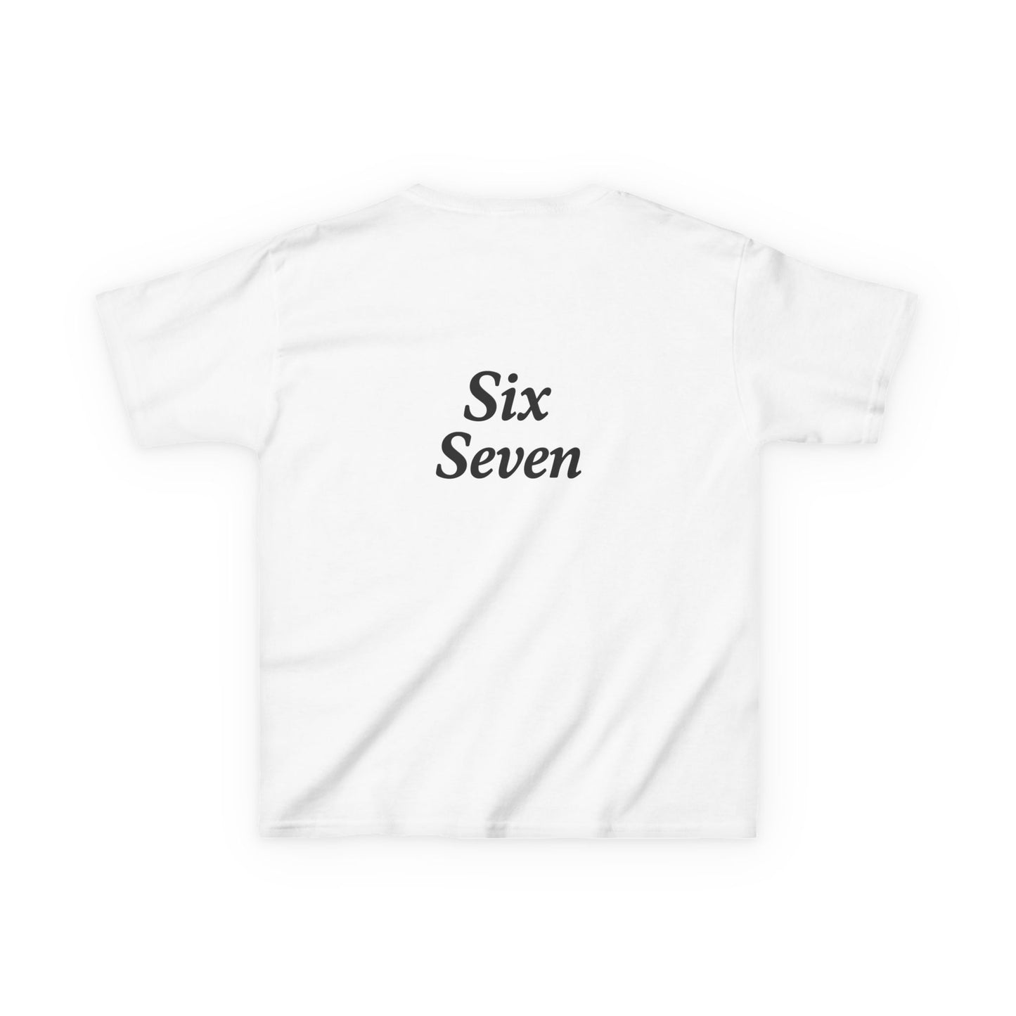 Kids Tee “6 7” Minimalist Graphic — Six Seven Backprint