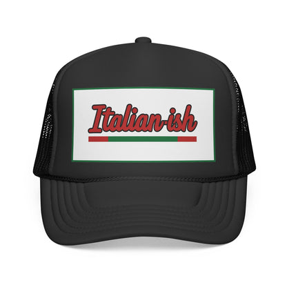 Italian-ish Trucker Cap — Red Retro Italy Flag Patch Hat