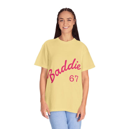Baddie 67 T-Shirt — Pink Script "Baddie" Front & "Slay" Back - Sole & Drip