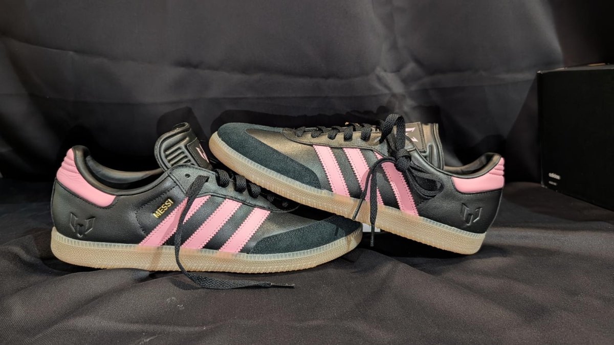 NEW NIB Adidas Samba OG Messi "Inter Miami" Black Pink Size 10 JP7845 Gum Sole - Sole & Drip