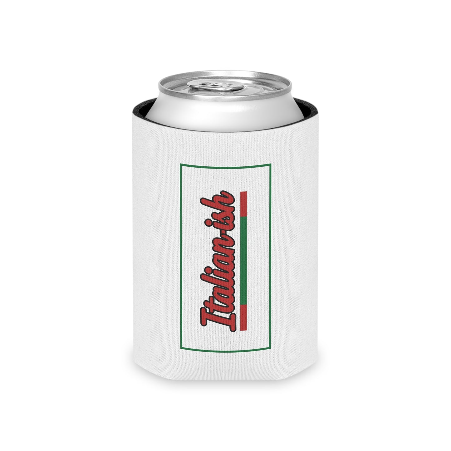Italian-ish Can Cooler – Retro Script with Italy Flag Accent