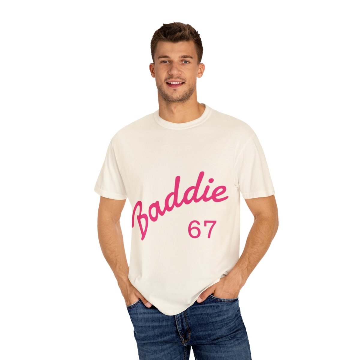 Baddie 67 T-Shirt — Pink Script "Baddie" Front & "Slay" Back - Sole & Drip