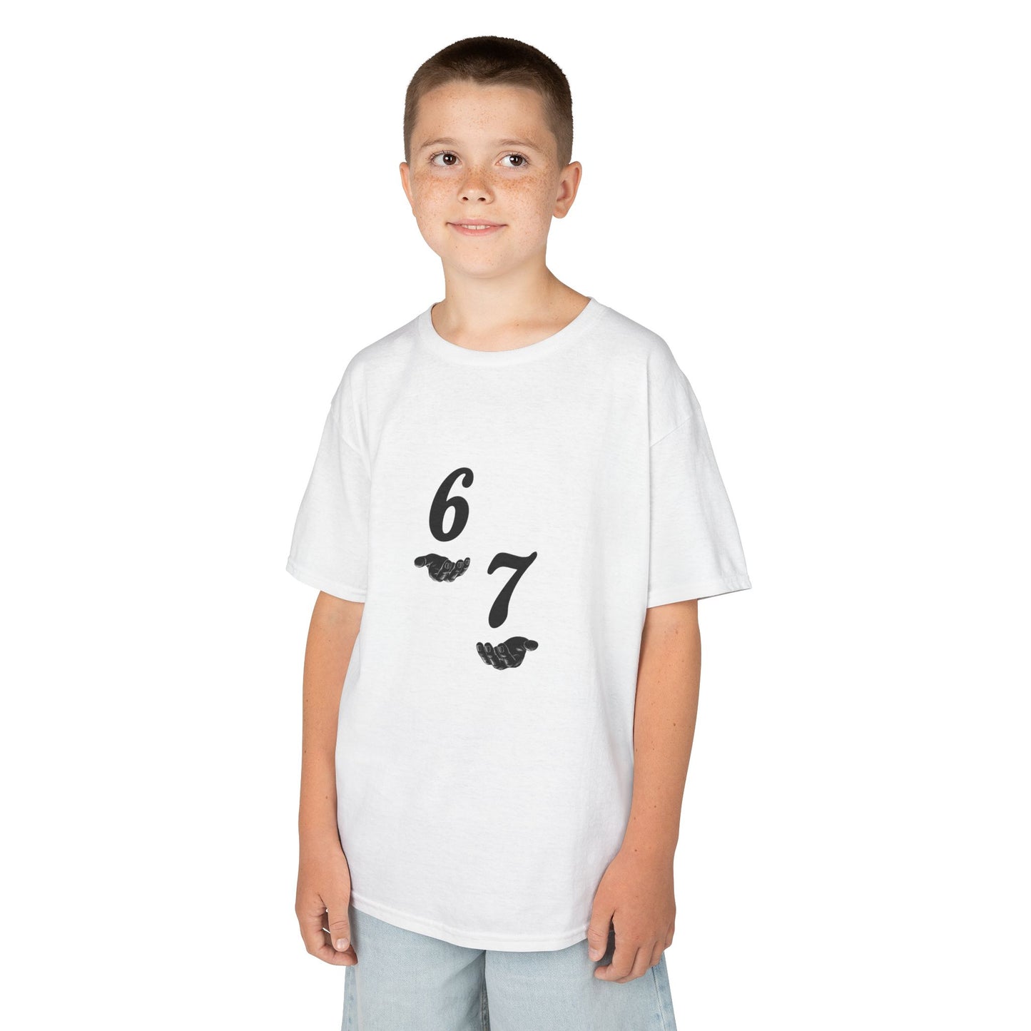 Kids Tee “6 7” Minimalist Graphic — Six Seven Backprint