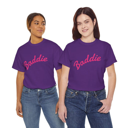 Baddie Script Tee — Pink Retro Graphic T‑Shirt - Sole & Drip