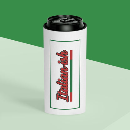 Italian-ish Can Cooler – Retro Script with Italy Flag Accent