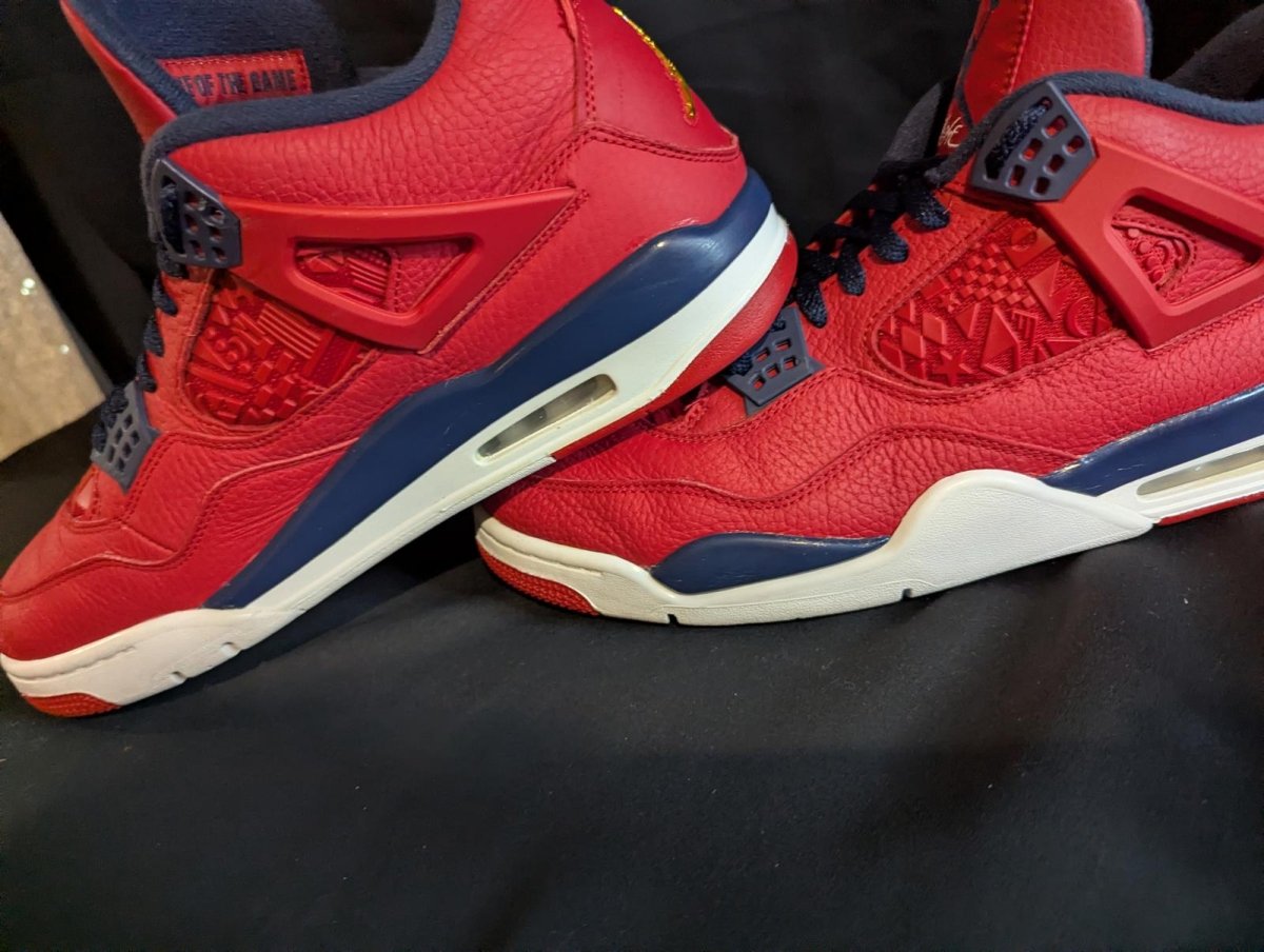 Jordan 4 Retro SE "FIBA" Red Blue Size 13 Used VGC CI1184 - 617 minor Sole Flaw - Sole & Drip