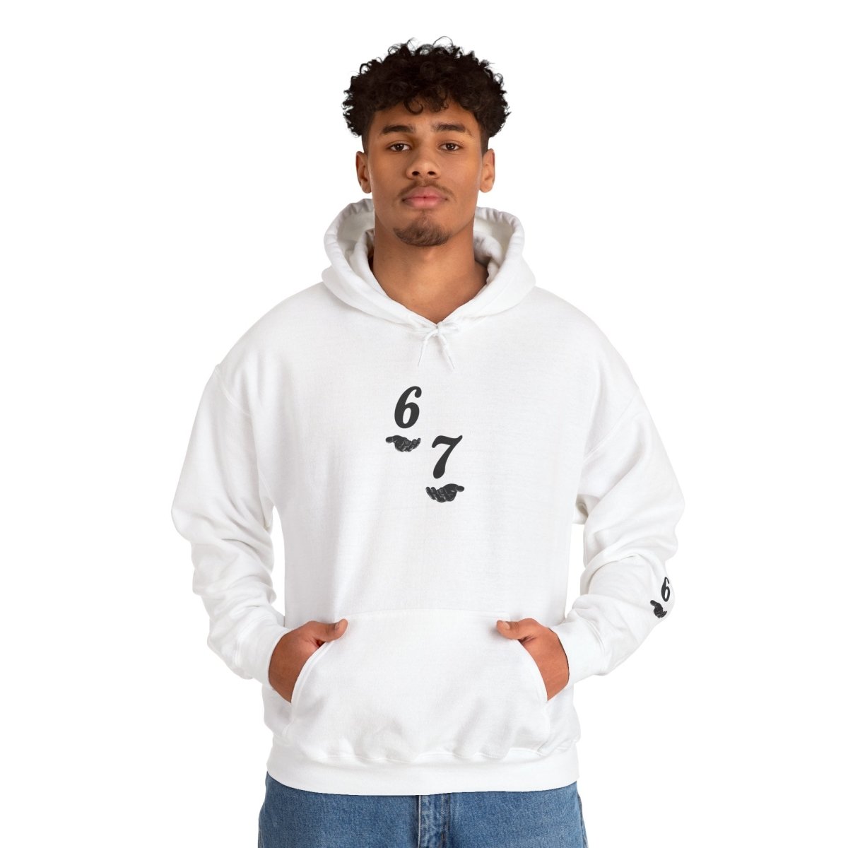 Hooded Sweatshirt - 6 7 w/hands on Front , Six Seven on back and 6 7 w hands on Left side - Sole & Drip