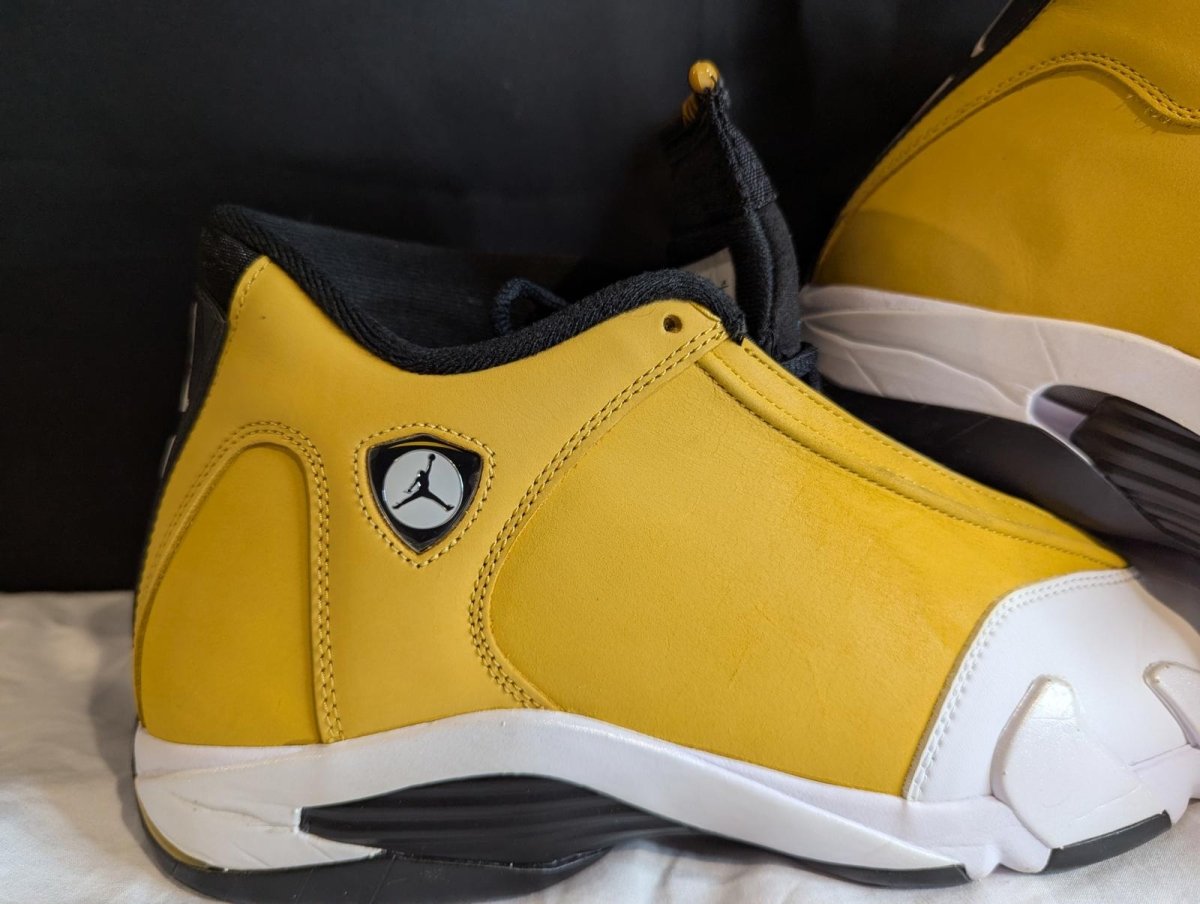 Jordan 14 Retro "Light Ginger" Size 13 Used VGC w/ Box 487471 - 701 Yellow/White - Sole & Drip