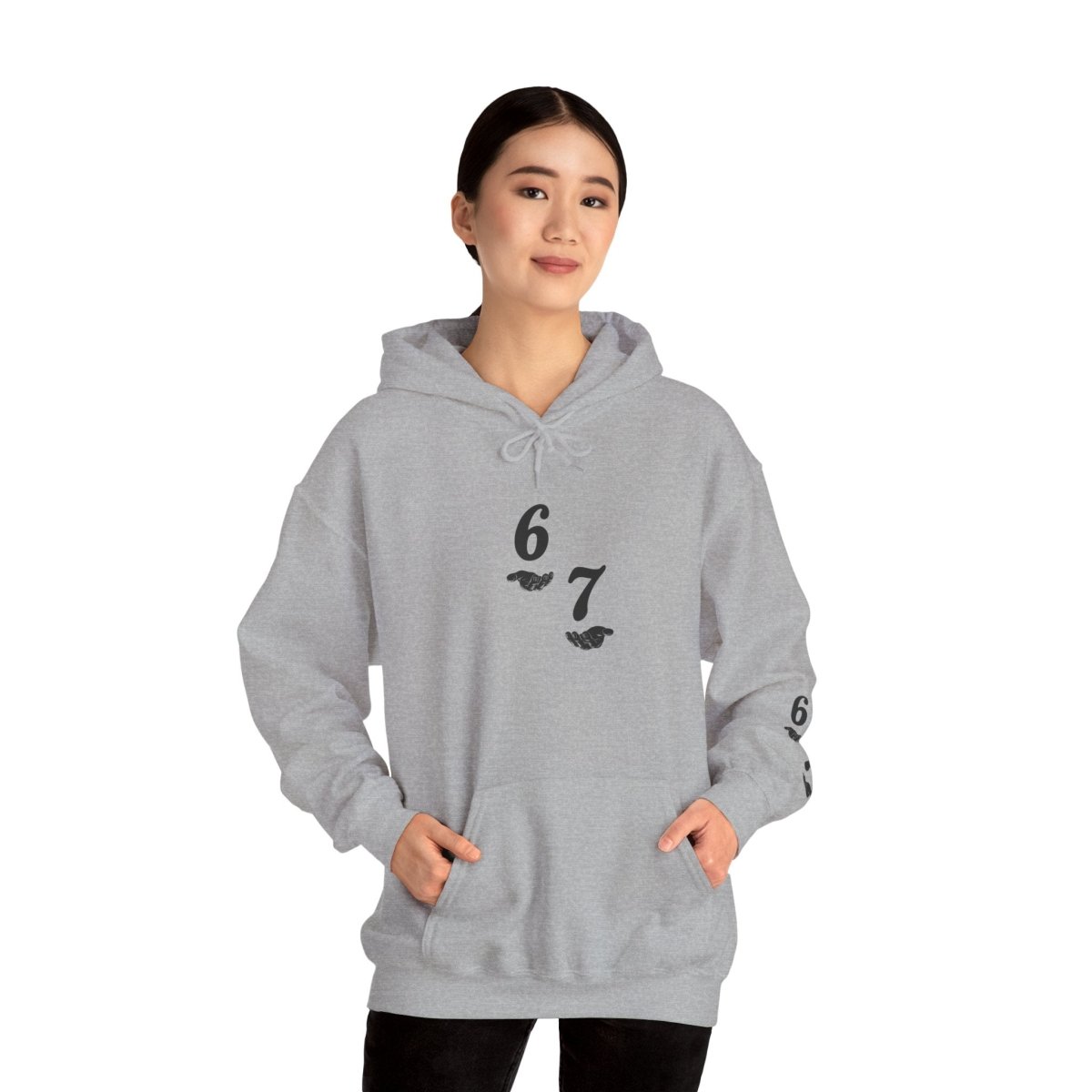 Hooded Sweatshirt - 6 7 w/hands on Front , Six Seven on back and 6 7 w hands on Left side - Sole & Drip