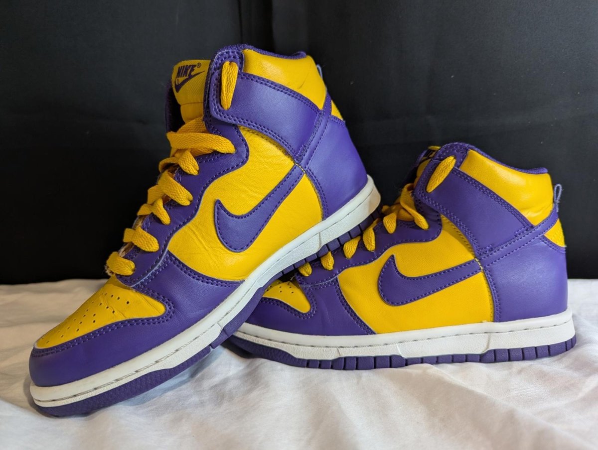 Nike Dunk High GS "Lakers" Purple Gold Size 4Y Used VGC DZ4454 - 500 No Box - Sole & Drip