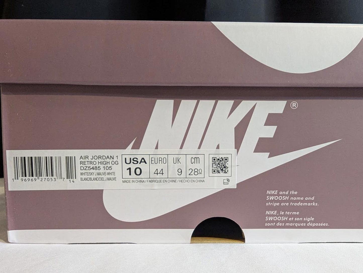 NEW Air Jordan 1 Retro High OG Mauve White Sky J Mauve Men's 10 DZ5485-105 DS