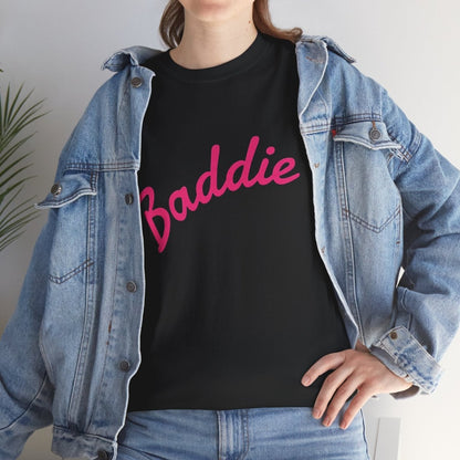 Baddie Script Tee — Pink Retro Graphic T‑Shirt - Sole & Drip