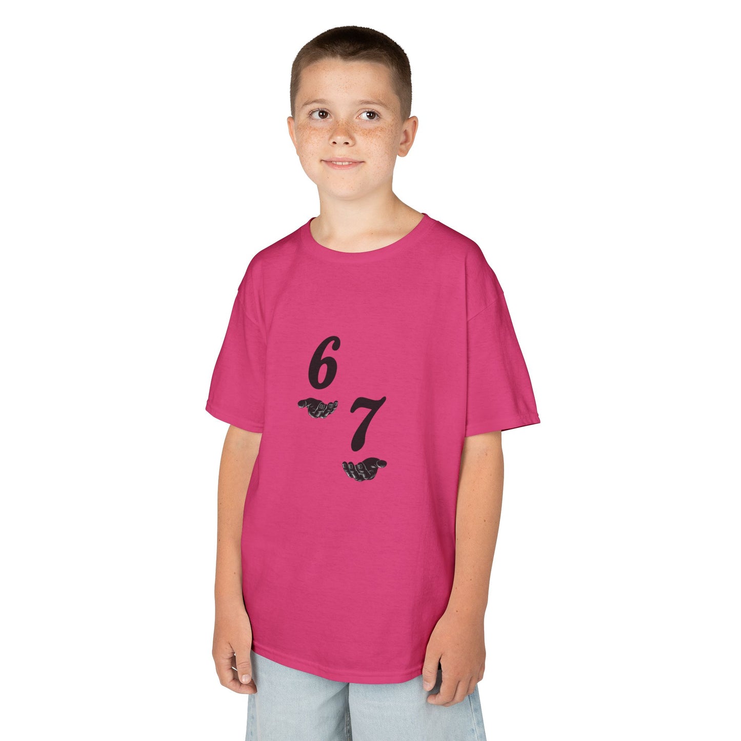 Kids Tee “6 7” Minimalist Graphic — Six Seven Backprint