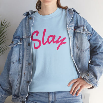 Slay Script T‑Shirt — Pink Script Graphic Tee for Trendy Women & Girls - Sole & Drip