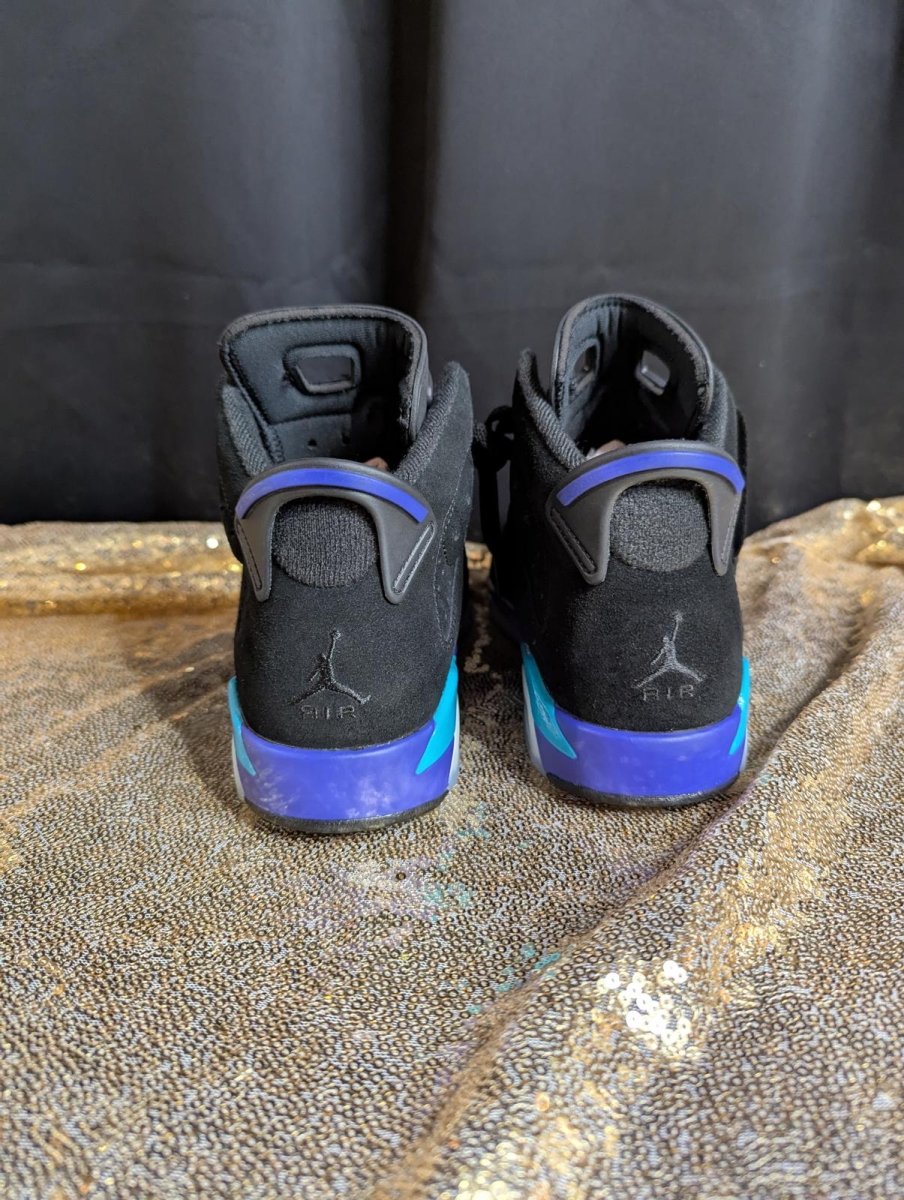 Jordan 6 Retro "Aqua" GS Size 6.5Y Excellent Cond Black Concord CT8529 - 004 - Sole & Drip