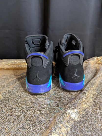 Jordan 6 Retro "Aqua" GS Size 6.5Y Excellent Cond Black Concord CT8529 - 004 - Sole & Drip