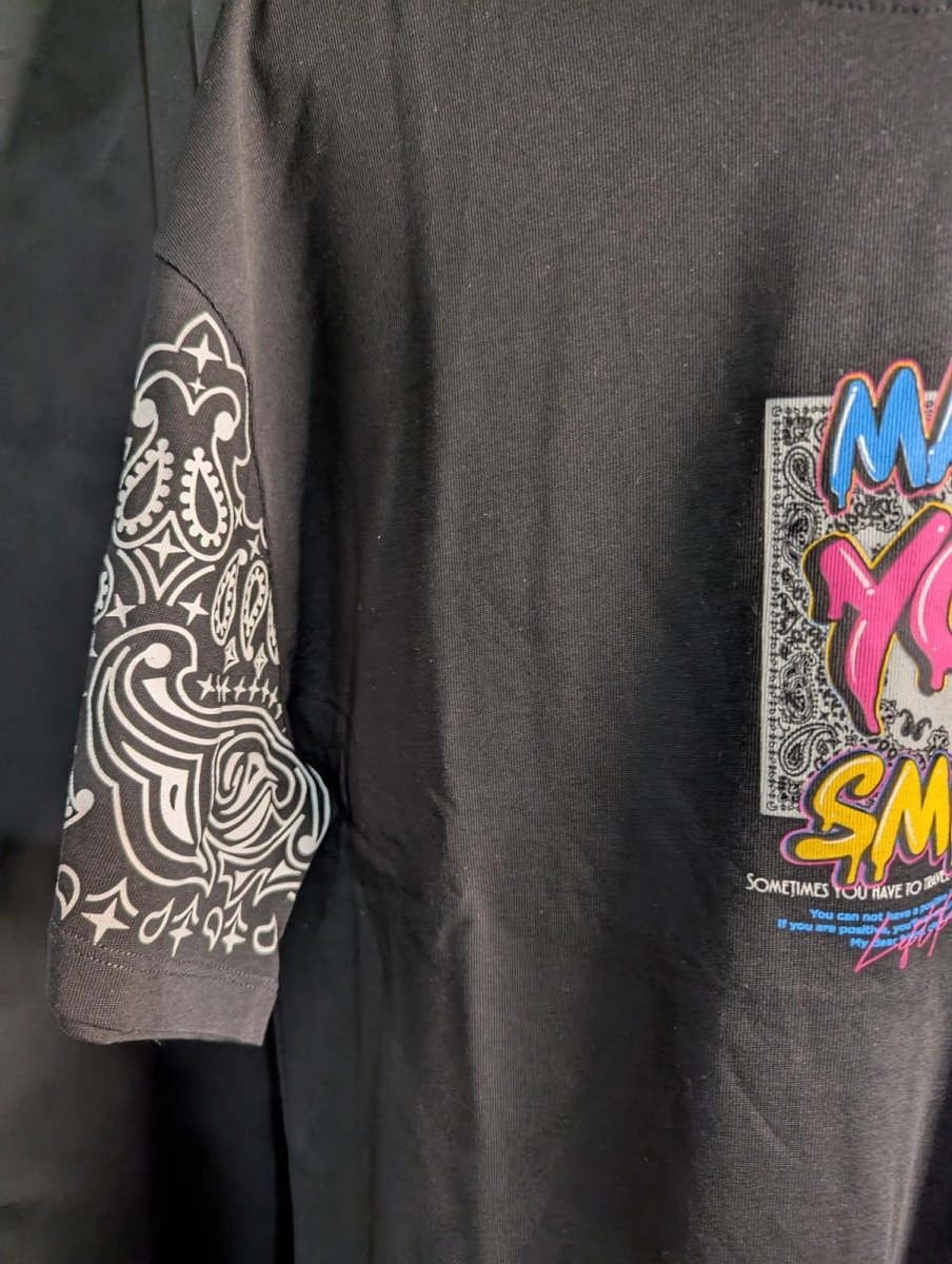 NWT LEFT POINT "Made You Smile" Graffiti Drip T-Shirt Black Neon Large Street - Sole & Drip