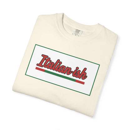 Italian-ish Graphic T-Shirt — Retro Script Design with Italian Flag Accent