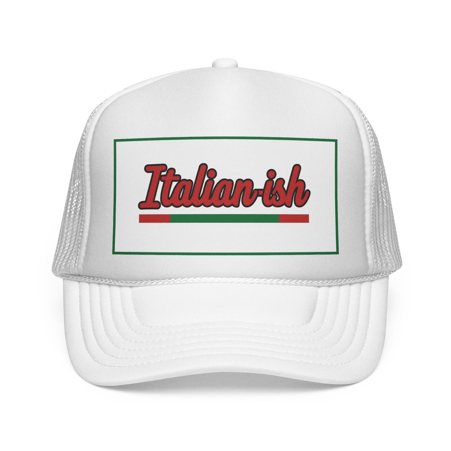 Italian-ish Trucker Cap — Red Retro Italy Flag Patch Hat