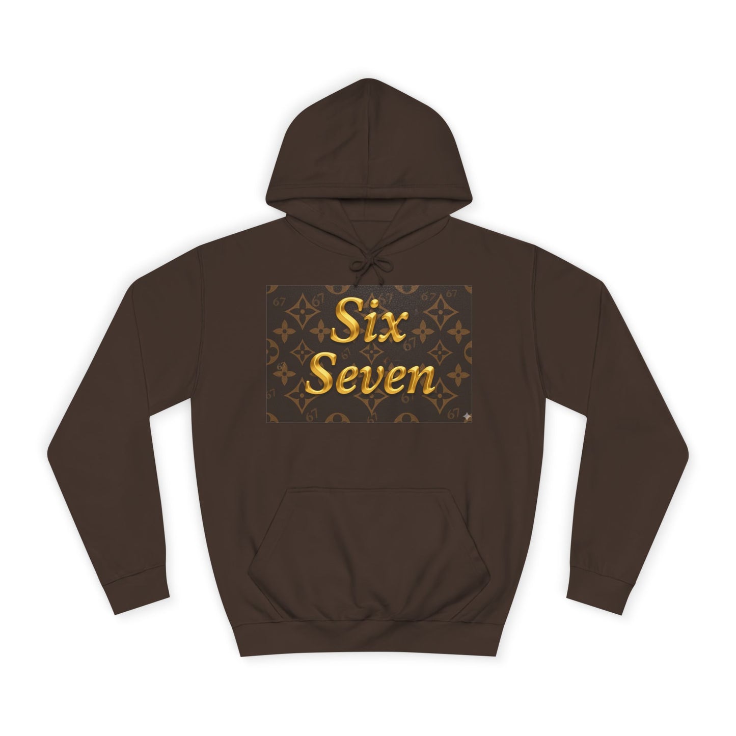 Six Seven Hoodie — Luxury Monogram 6 7 Gold Graphic College Pullover