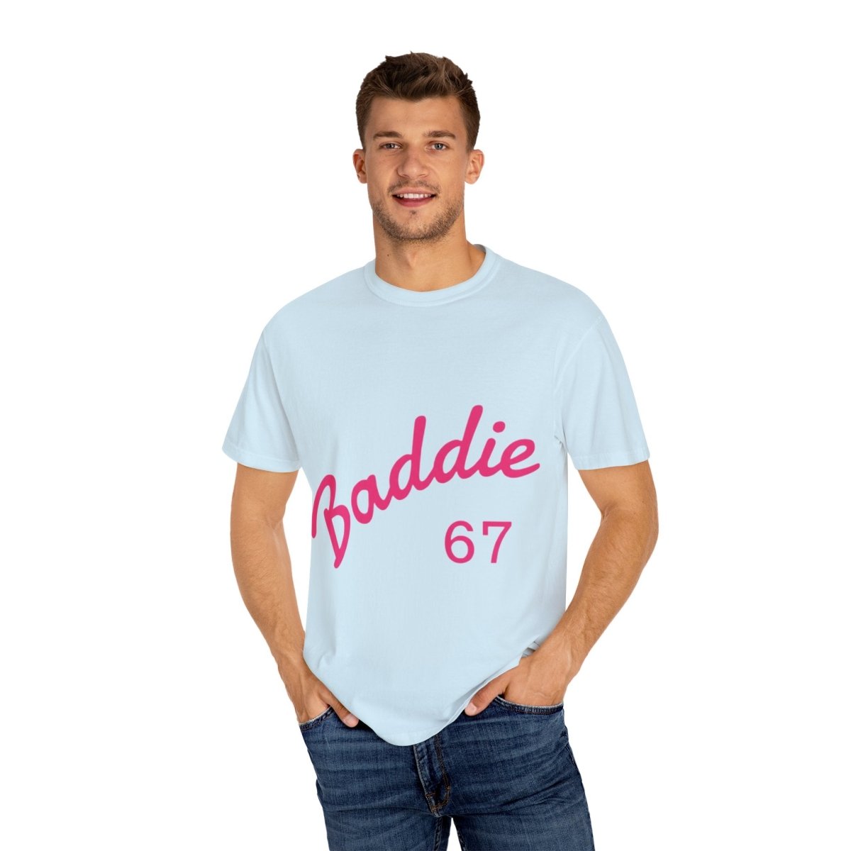 Baddie 67 T-Shirt — Pink Script "Baddie" Front & "Slay" Back - Sole & Drip