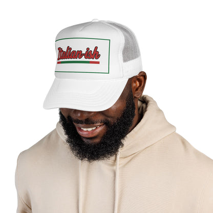 Italian-ish Trucker Cap — Red Retro Italy Flag Patch Hat