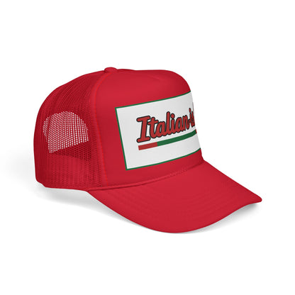 Italian-ish Trucker Cap — Red Retro Italy Flag Patch Hat
