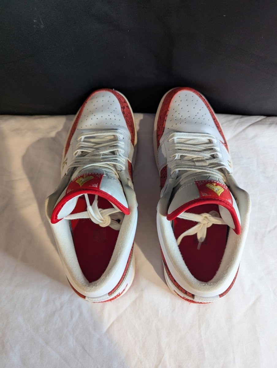 Jordan 1 Low SE "Spades" White Red Gold Size 13 Used VGC DJ5185 - 100 No Box - Sole & Drip