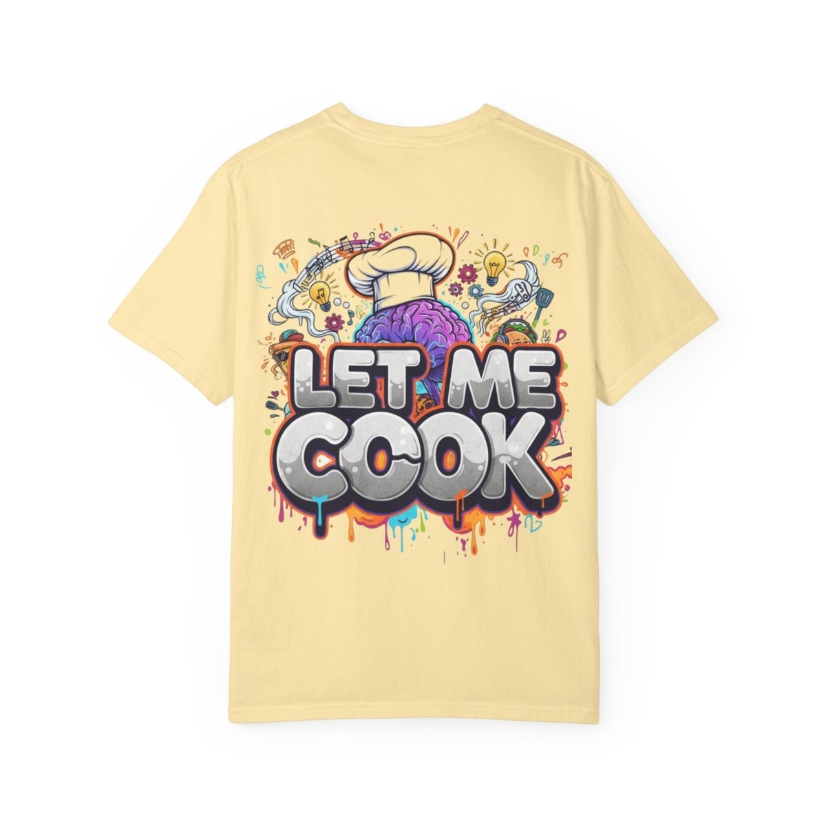 "Let Me Cook" T-Shirt — Colorful Chef Brain Illustration - Sole & Drip