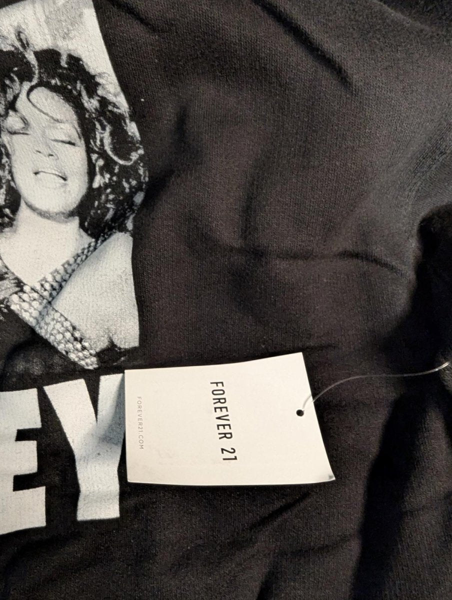 NWT Whitney Houston Triple Portrait Hoodie Black Pink Script Size L Music Icon - Sole & Drip