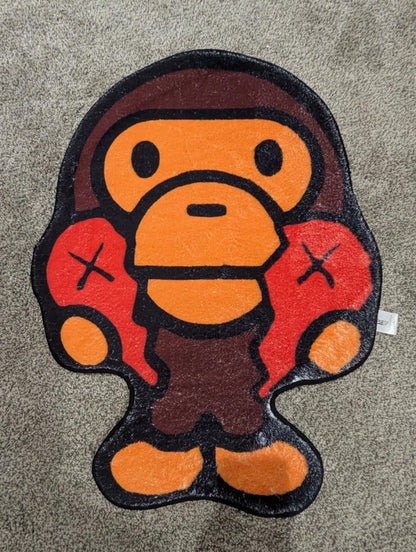 NEW Hypebeast BAPE x KAWS Baby Milo Tufted Rug Ape Monkey 29x25" Streetwear - Sole & Drip
