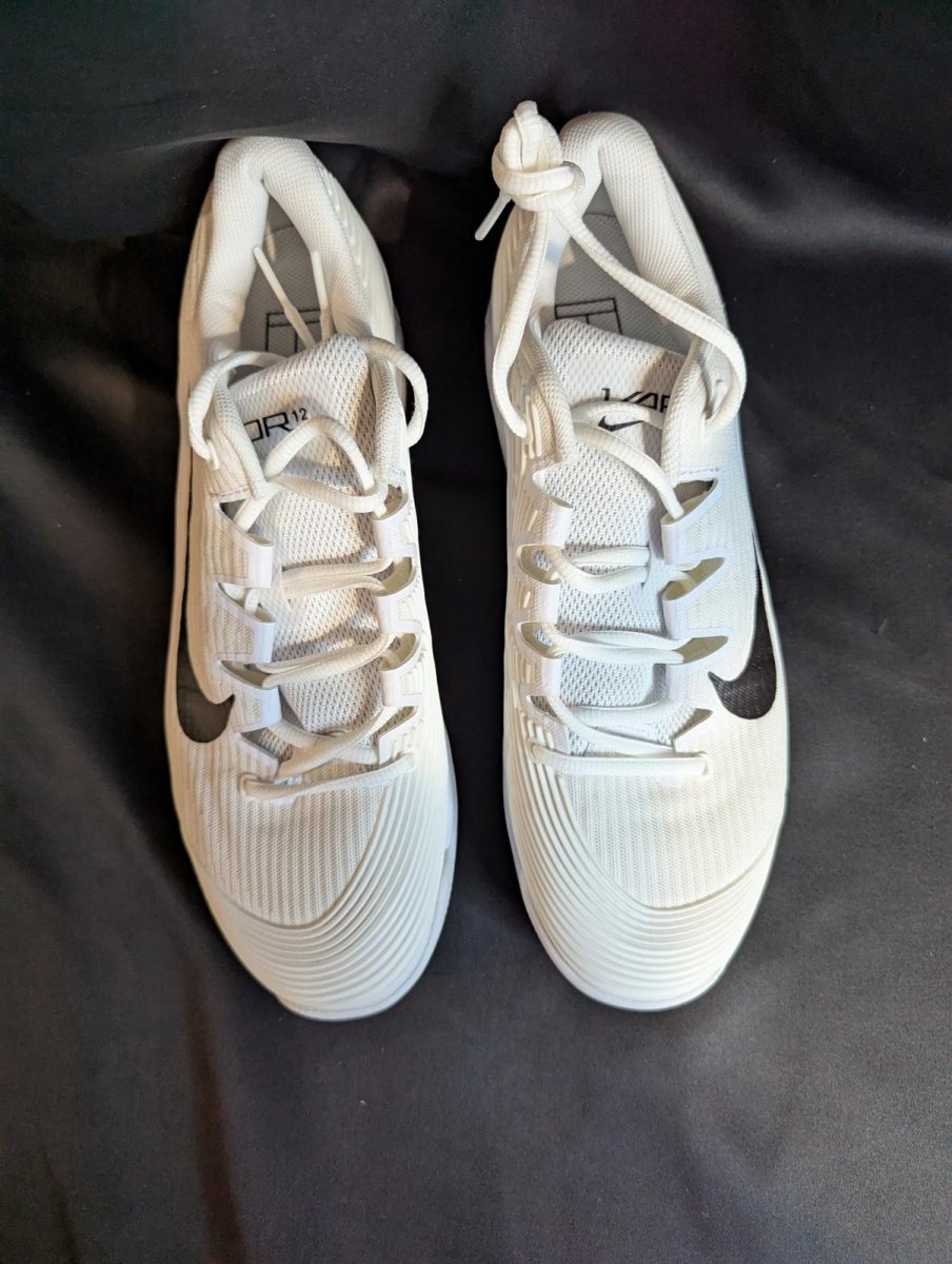 NEW NIB Nike Court Air Zoom Vapor 12 HC Tennis Shoe White Black Men's 10 FV5552 - Sole & Drip