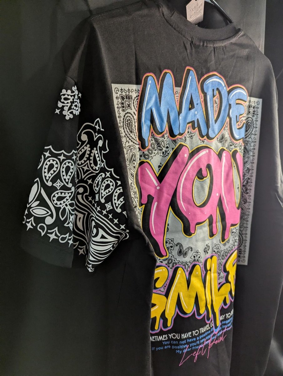 NWT LEFT POINT "Made You Smile" Graffiti Drip T-Shirt Black Neon Large Street - Sole & Drip