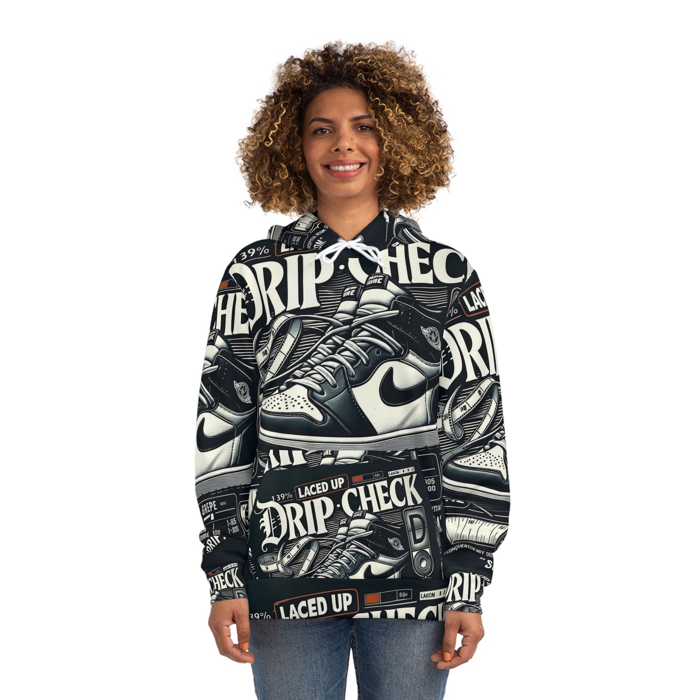 Drip Check Sneaker Hoodie — All-Over Print Streetwear