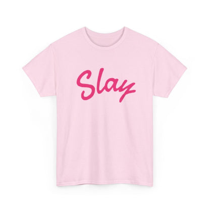 Slay Script T‑Shirt — Pink Script Graphic Tee for Trendy Women & Girls - Sole & Drip